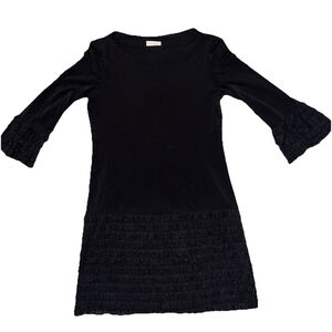 Donna Morgan Black Shift Pullover Dress Sz 6 Ruffle On The Hem And Sleeves
